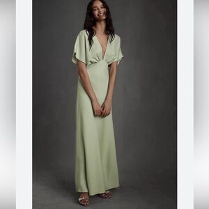 Anthropologie BHLDN Leila Satin Charmeuse Maxi Floor Length Dress